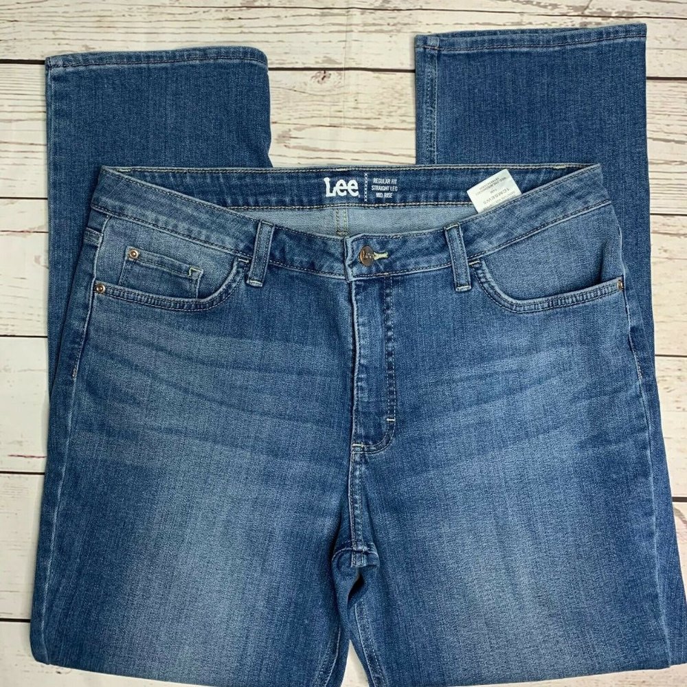 Lee Womens Blue Straight Jeans Size 14M